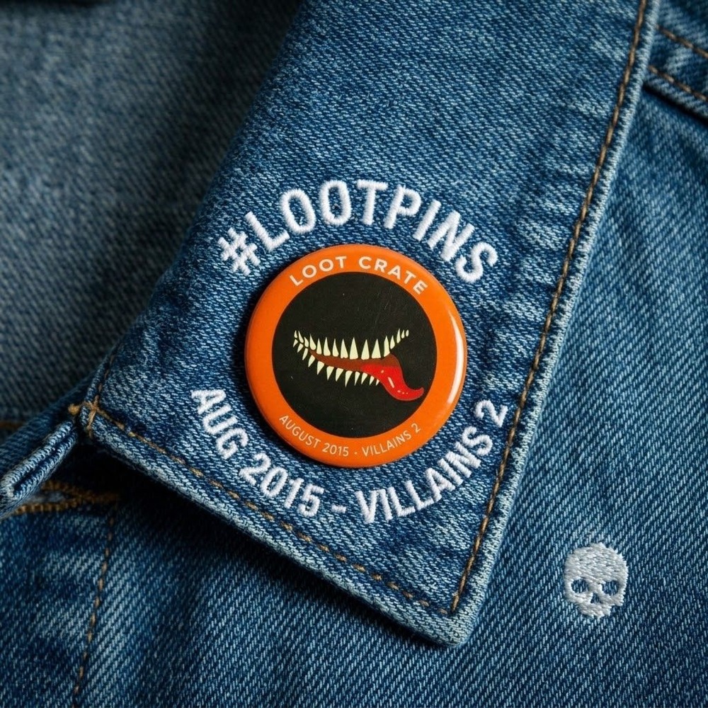 Loot Crate August 2015 Villains 2 Pin Badge Orange Black Teeth Collectible